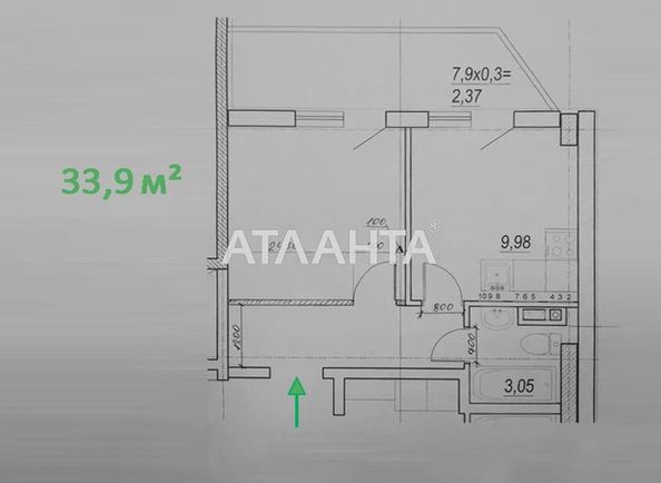 1-room apartment apartment by the address st. Vokzalnyy per (area 33,9 m²) - Atlanta.ua - photo 2