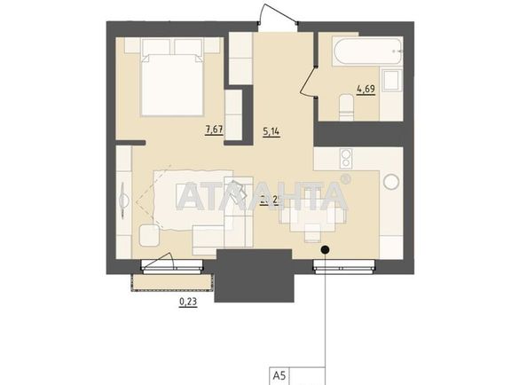 1-room apartment apartment by the address st. Lemkovskaya ul (area 38,0 m2) - Atlanta.ua - photo 2