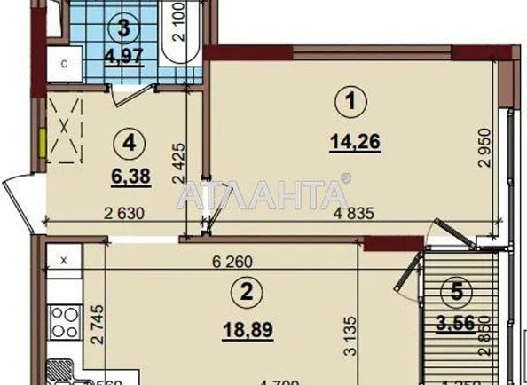 1-room apartment apartment by the address st. Oleksandra Olesya (area 48,5 m2) - Atlanta.ua - photo 2