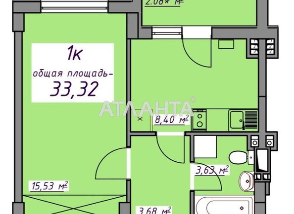 1-room apartment apartment by the address st. Evropeyskaya (area 33,3 m2) - Atlanta.ua - photo 12