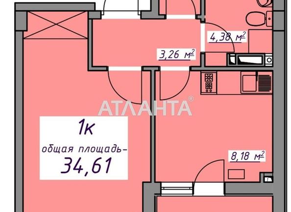 1-комнатная квартира по адресу ул. Массив 10 (площадь 34,7 м²) - Atlanta.ua - фото 16