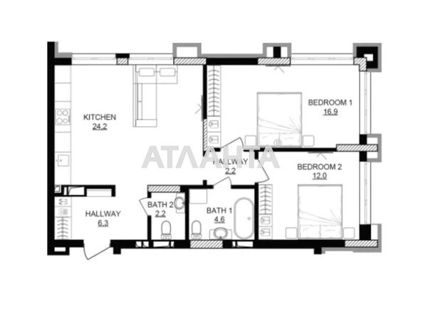 2-rooms apartment apartment by the address st. Naberezhno Rybalskaya (area 69,0 m2) - Atlanta.ua - photo 2