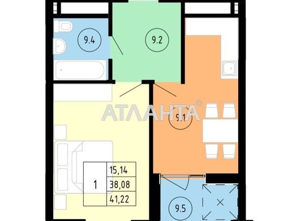 1-кімнатна квартира за адресою Замарстинівська вул. (площа 41,2 м2) - Atlanta.ua - фото 2