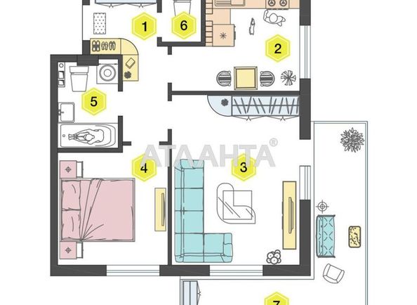 2-rooms apartment apartment by the address st. Vokzalnyy per (area 52,4 m2) - Atlanta.ua - photo 2