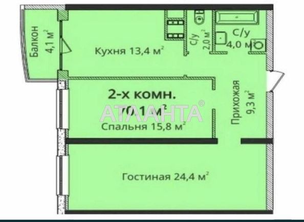 2-кімнатна квартира за адресою Гагаріна пр. (площа 74 м²) - Atlanta.ua - фото 20