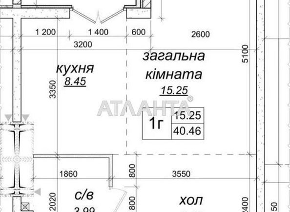 1-room apartment apartment by the address st. Prigorodnaya (area 40,5 m2) - Atlanta.ua