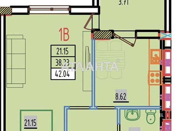1-room apartment apartment by the address st. Stroitelnaya (area 42,0 m2) - Atlanta.ua - photo 11
