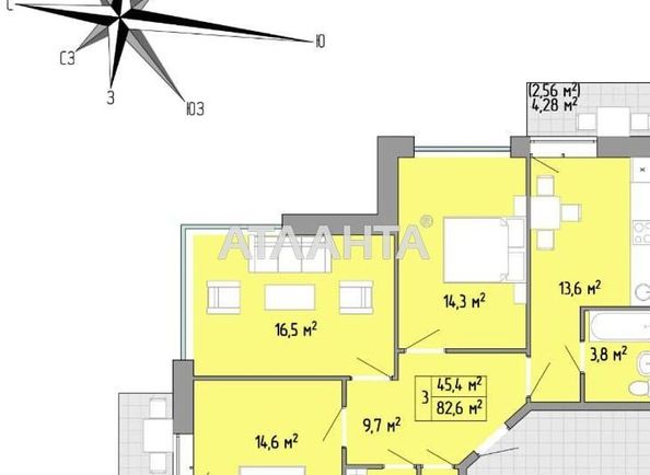 3-комнатная квартира по адресу Небесной Сотни пр. (площадь 83,2 м²) - Atlanta.ua