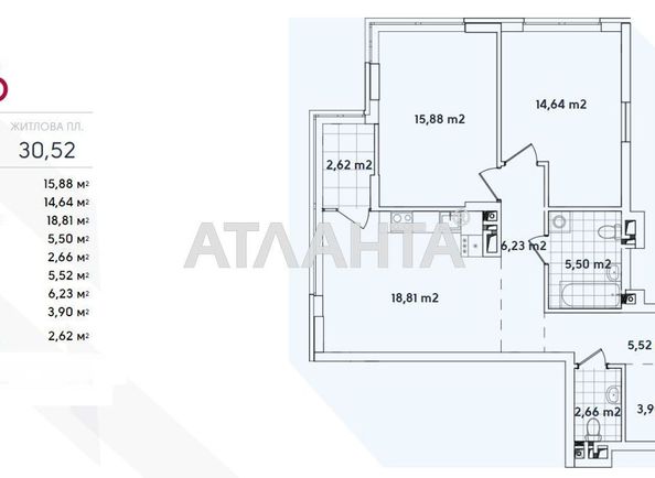 2-комнатная квартира по адресу ул. Олександра Олеся (площадь 75,8 м2) - Atlanta.ua - фото 3
