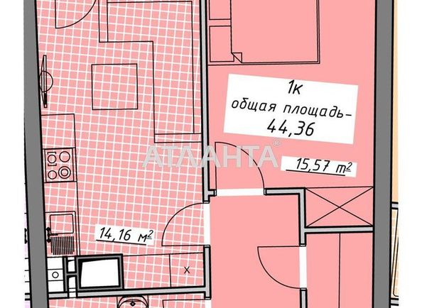 1-room apartment apartment by the address st. Kurortnyy per (area 44,4 m²) - Atlanta.ua - photo 2