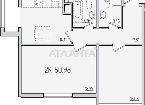 2-кімнатна квартира за адресою вул. Сахарова (площа 61,0 м2) - Atlanta.ua - фото 27