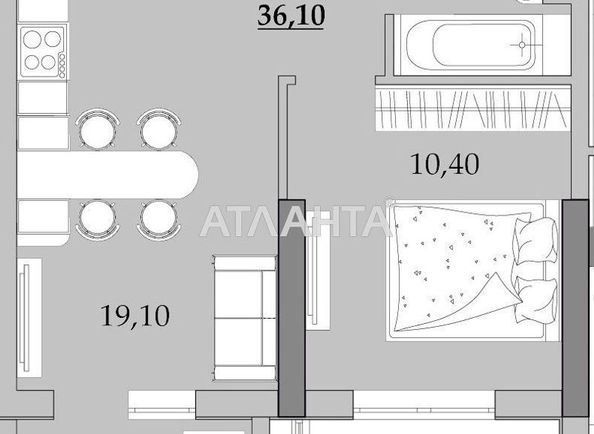 1-room apartment apartment by the address st. Vilyamsa ak (area 37 m²) - Atlanta.ua