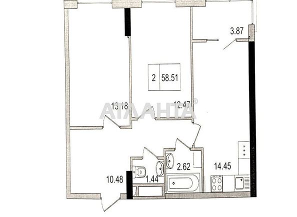 2-rooms apartment apartment by the address st. 7 km ovidiopolskoy dor (area 59,0 m2) - Atlanta.ua - photo 4