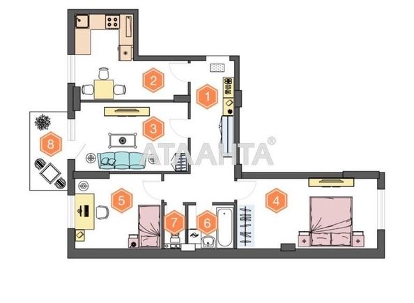 3-кімнатна квартира за адресою вул. Сахарова (площа 73,5 м2) - Atlanta.ua - фото 6