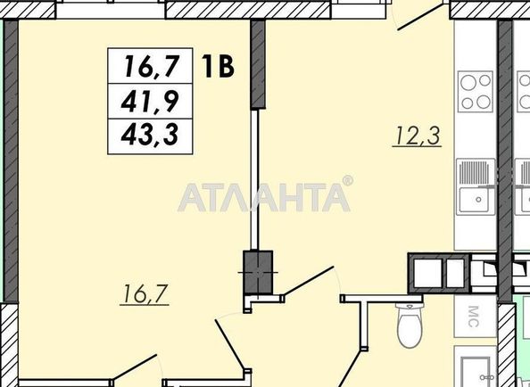 1-room apartment apartment by the address st. Ovidiopolskaya dor (area 43,0 m2) - Atlanta.ua - photo 3