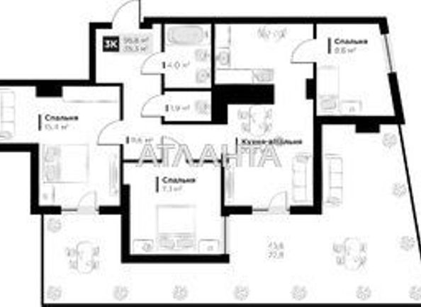 3-rooms apartment apartment by the address st. Geroev Maydana (area 95,8 m2) - Atlanta.ua - photo 2