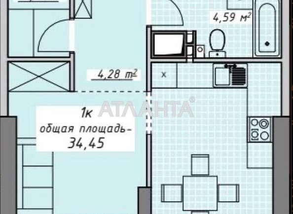 1-room apartment apartment by the address st. Kurortnyy pr (area 34,3 m2) - Atlanta.ua - photo 2