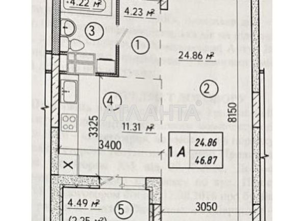 1-room apartment apartment by the address st. Ul Polesskaya (area 47,0 m2) - Atlanta.ua