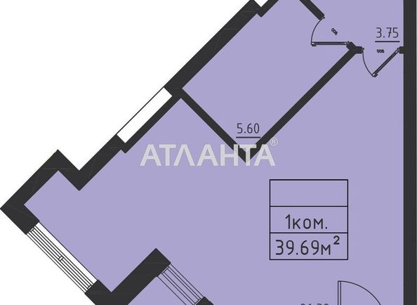 1-room apartment apartment by the address st. Dacha kovalevskogo Amundsena (area 39,7 m2) - Atlanta.ua