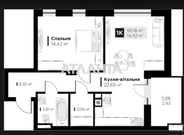1-комнатная квартира по адресу Пасечная ул.   (площадь 50,1 м2) - Atlanta.ua