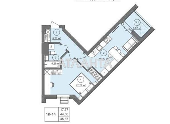 1-room apartment apartment by the address st. Shchiretskaya ul (area 45,9 m2) - Atlanta.ua