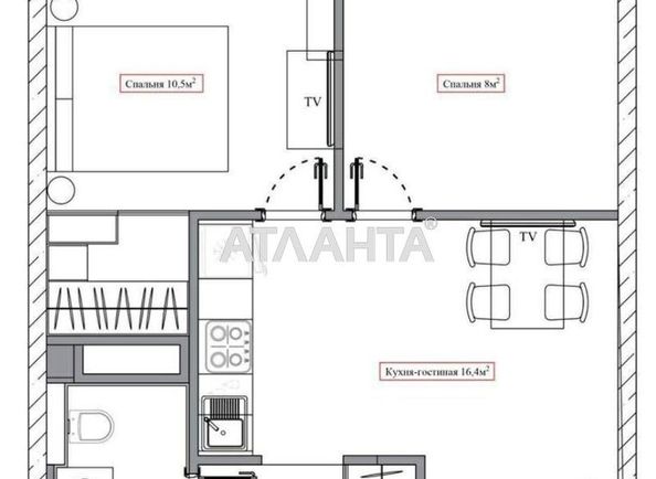 2-rooms apartment apartment by the address st. Zhemchuzhnaya (area 44,5 m2) - Atlanta.ua - photo 9