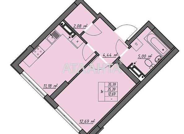 1-room apartment apartment by the address st. Vorobeva ak (area 35,4 m2) - Atlanta.ua