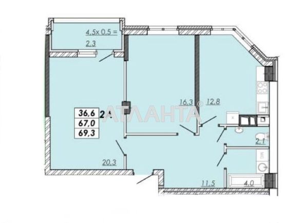 2-rooms apartment apartment by the address st. Ovidiopolskaya dor (area 69,5 m2) - Atlanta.ua - photo 3