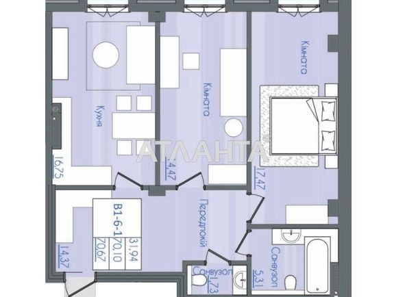 2-rooms apartment apartment by the address st. Fontanskaya dor Perekopskoy Divizii (area 69,9 m2) - Atlanta.ua - photo 8