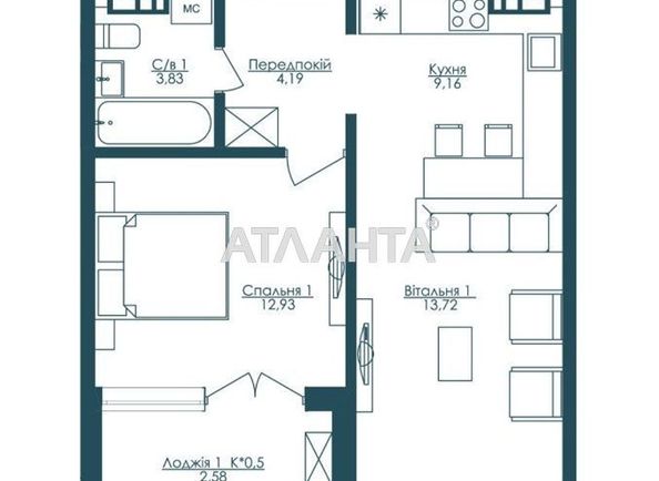 2-rooms apartment apartment by the address st. Frantsuzskiy bul Proletarskiy bul (area 48,7 m2) - Atlanta.ua - photo 16