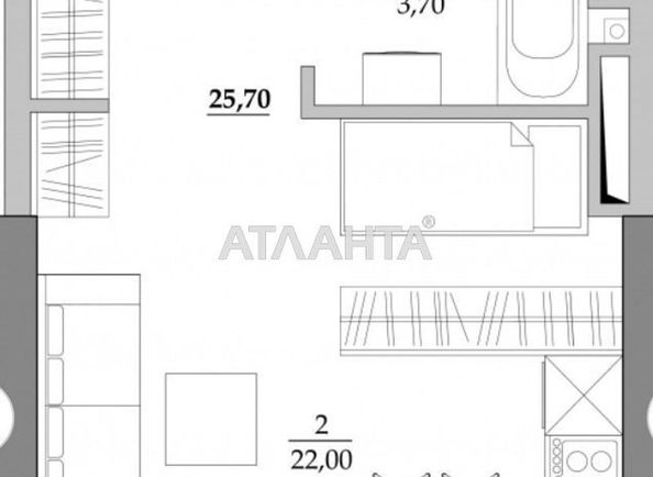 1-комнатная квартира по адресу ул. Вильямса ак. (площадь 25,7 м2) - Atlanta.ua - фото 6