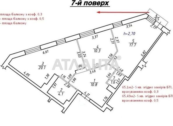 2-rooms apartment apartment by the address st. Malogoloskovskaya ul (area 65,4 m2) - Atlanta.ua - photo 2