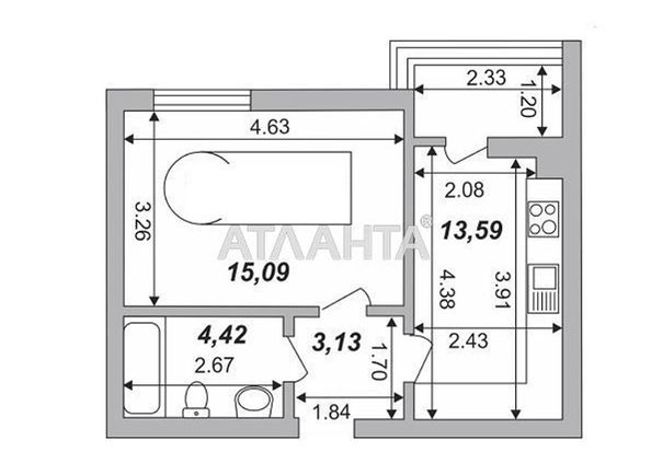 1-room apartment apartment by the address st. Voloshkovaya (area 36,8 m2) - Atlanta.ua - photo 11
