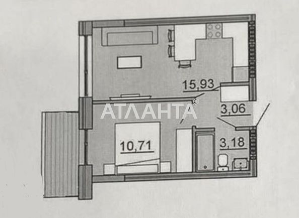 1-комнатная квартира по адресу ул. Авдеева-черноморского (площадь 34,0 м2) - Atlanta.ua - фото 3