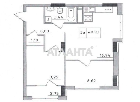1-кімнатна квартира за адресою 7 км Овідіопольської дор. (площа 48,9 м²) - Atlanta.ua - фото 3