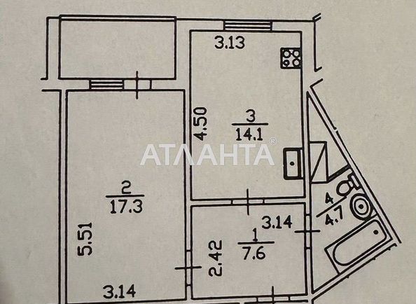 1-комнатная квартира по адресу просп. Правды (площадь 46,0 м2) - Atlanta.ua