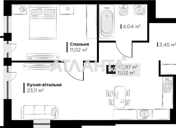 1-room apartment apartment by the address st. Galitskaya (area 44,0 m2) - Atlanta.ua - photo 5