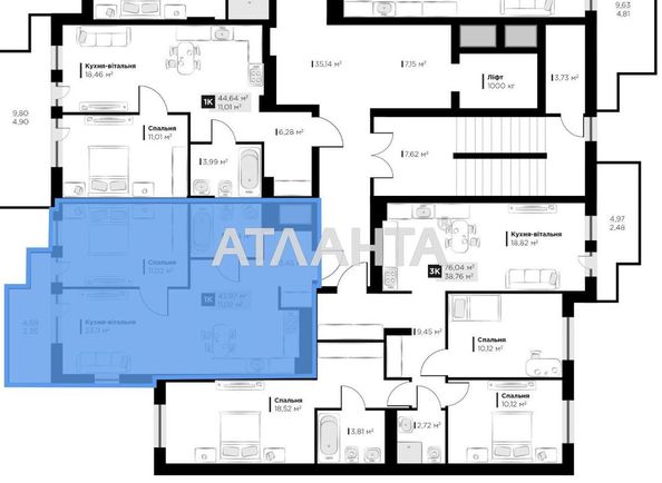 1-room apartment apartment by the address st. Galitskaya (area 44,0 m2) - Atlanta.ua - photo 6