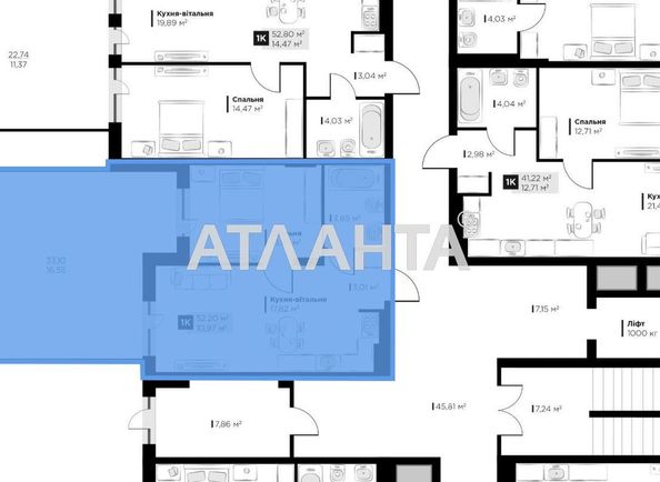 1-комнатная квартира по адресу ул. Галицкая (площадь 52,2 м2) - Atlanta.ua - фото 6