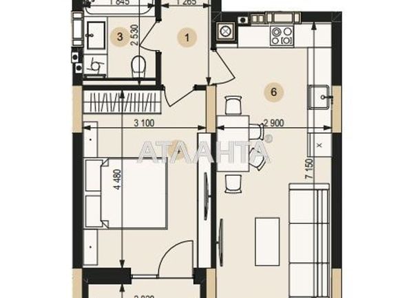 1-room apartment apartment by the address st. Pasechnaya ul (area 50,3 m2) - Atlanta.ua - photo 3