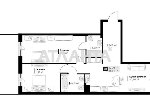 2-rooms apartment apartment by the address st. Galitskaya (area 82,0 m2) - Atlanta.ua