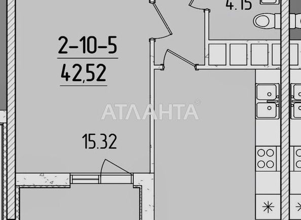 1-комнатная квартира по адресу ул. Краснова (площадь 42,7 м2) - Atlanta.ua