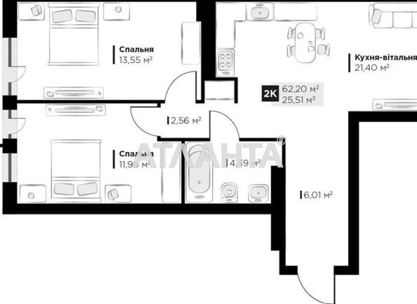 2-rooms apartment apartment by the address st. Galitskaya (area 62,2 m2) - Atlanta.ua - photo 18