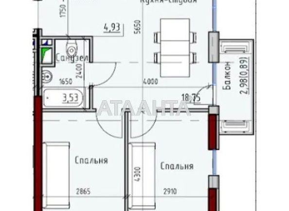 1-room apartment apartment by the address st. Radostnaya (area 57,0 m2) - Atlanta.ua - photo 3