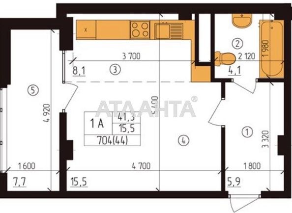 1-room apartment apartment by the address st. Ul Nagornaya (area 42,0 m2) - Atlanta.ua