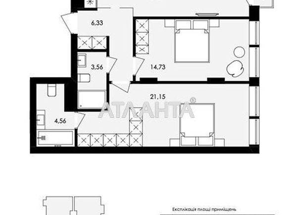 2-rooms apartment apartment by the address st. Zamarstynovskaya ul (area 75,1 m2) - Atlanta.ua - photo 2