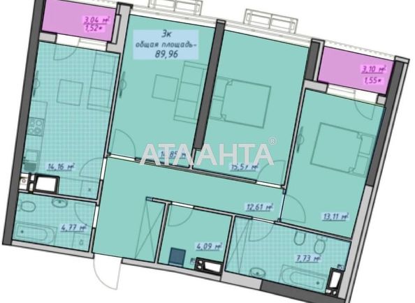 3-rooms apartment apartment by the address st. Kurortnyy per (area 90,0 m2) - Atlanta.ua