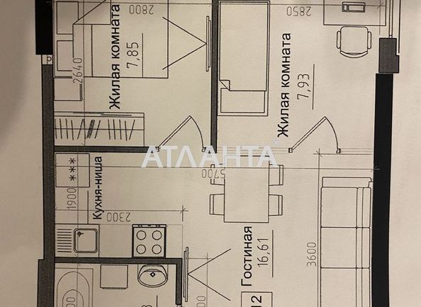 2-rooms apartment apartment by the address st. 7 km ovidiopolskoy dor (area 36,1 m2) - Atlanta.ua