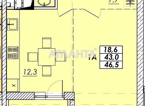 1-room apartment apartment by the address st. Prokhorovskaya Khvorostina (area 46,5 m2) - Atlanta.ua