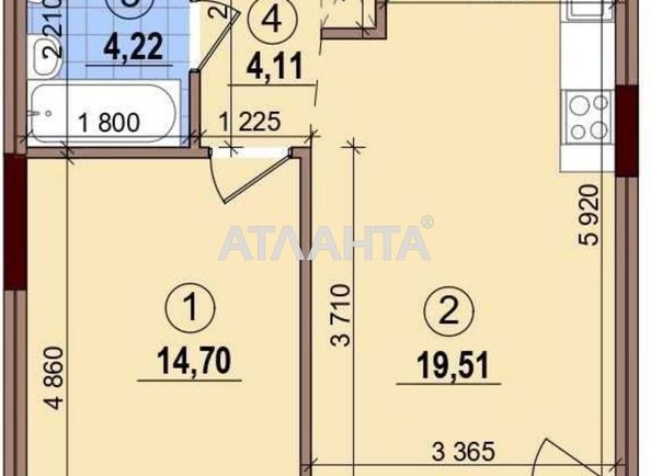 1-комнатная квартира по адресу ул. Семьи Кристеров (площадь 46,5 м2) - Atlanta.ua - фото 2